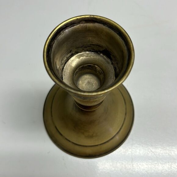Leonard Patina Brass Old Rustic 5” Candle Holders Fits Approx 2” Candle Opening - Picture 3 of 15